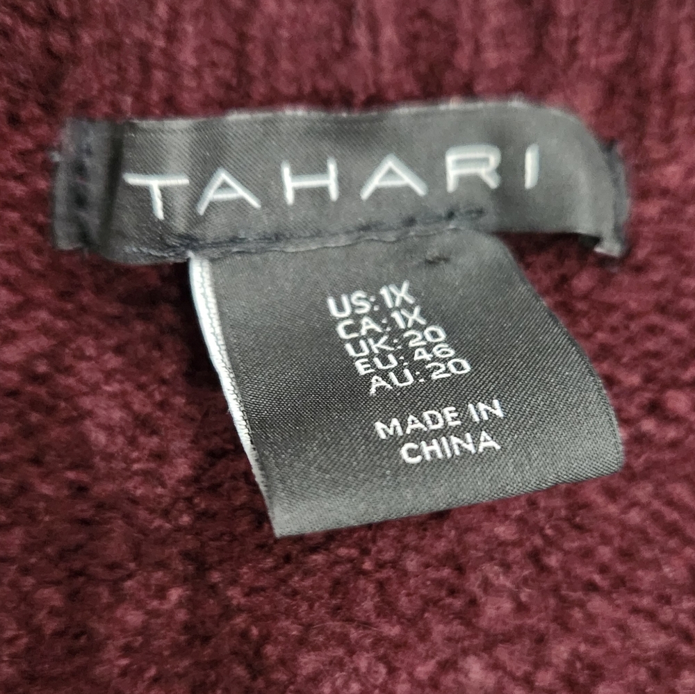 Tahari Deep Burgundy V-Neck Sweater - Picture 4 of 7